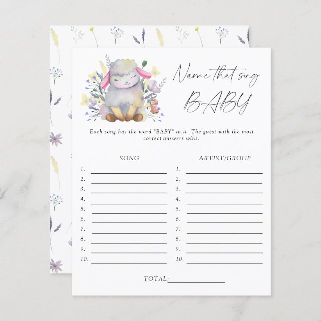 Dê um nome ao jogo de chá de fraldas da música - c (Frente/Verso)