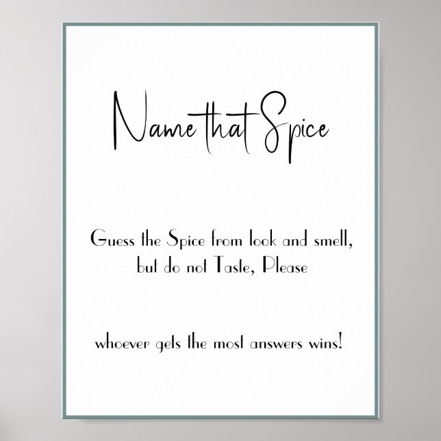 Dê um nome ao Spice - Poster de Jogo do Chá (Frente)