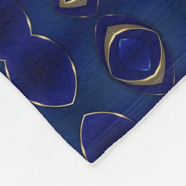 De Velo Cobertor Abstrato Azul e Dourado (Quina)