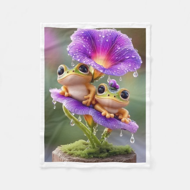 De Velo Cobertor ADOM Cute Frogs Lotus Rain (Frente)