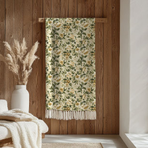 De Velo Cobertor Botânico Pastel Safira Verde Dourado Eleg
