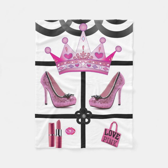 De Velo cobertor branco-de-velinha-rosa-rainha (Frente)