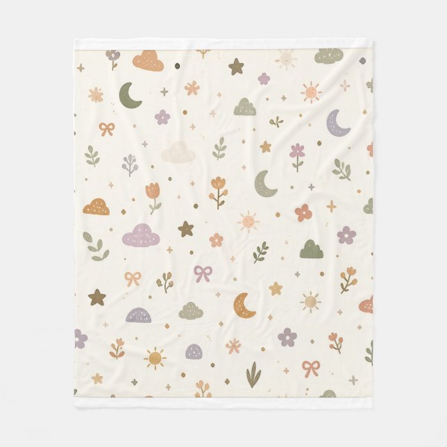 De Velo Cobertor Celestial Unisex para Bebê | Boho Terroso (Frente)