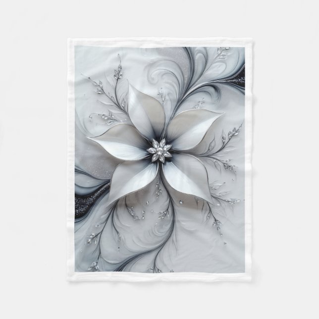 De Velo Cobertor Elegância Floral Prata (Frente)