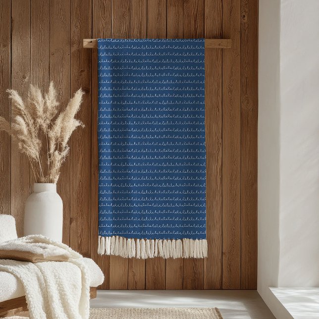 De Velo Cobertor Elegante Navy e Ondas Brancas (Elegant Throw Blanket Navy and White Waves)