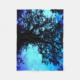 De Velo Cobertor Espacial com Árvores Pretas Turquesa e Pe
