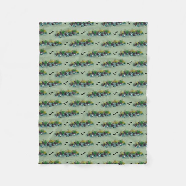 De Velo Cobertor Fleece Seal Pup Party (Verde Claro) (Frente)