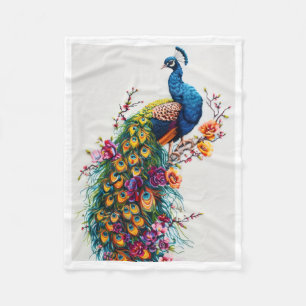 De Velo Cobertor Floral Pavão Elegante