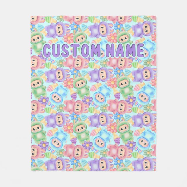 De Velo Cobertor fofo pastel, manta acolhedora personaliza (Frente)