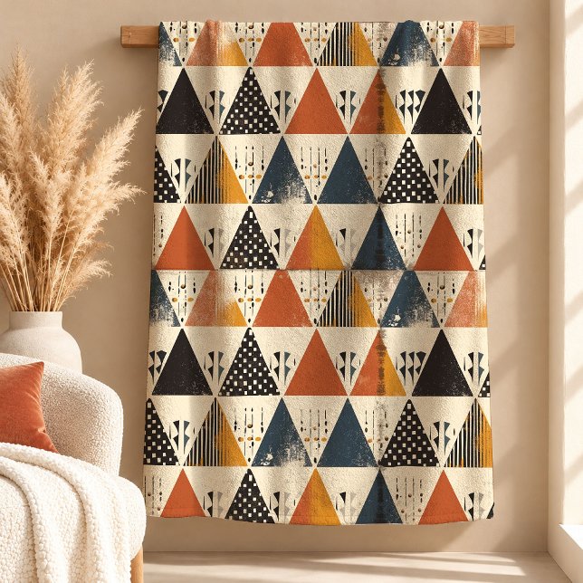 De Velo Cobertor Geométrico Boho Mostarda Rústica da Moda (Trendy Mustard Rust Boho Geometric Blanket)