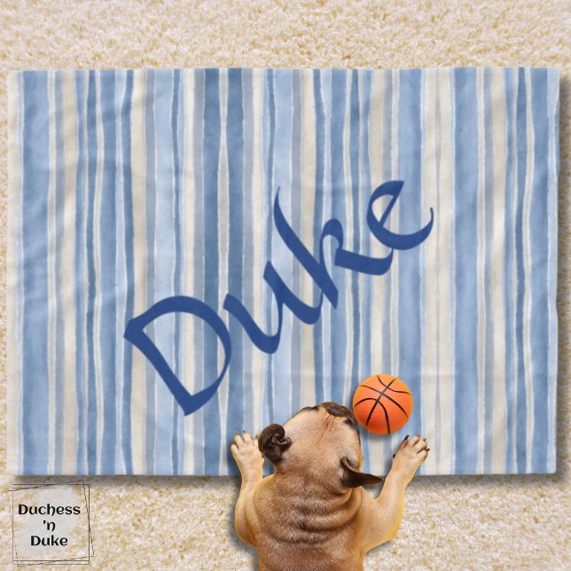 De Velo Cobertor para Pet com Padrão Listrado Neutro Azul  (Neutral Striped Pattern Blue Beige Pet Blanket)