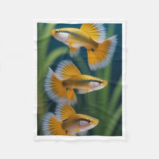 De Velo Cobertor Peixe Guppy Amarelo (Frente)