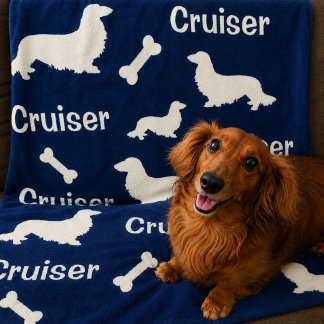 De Velo Cobertor Personalizado Azul Marinho para Dachshund