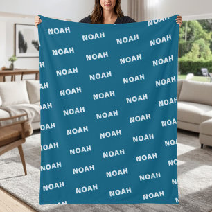 De Velo Cobertor Personalizado Azul Moderno com Nome Repet
