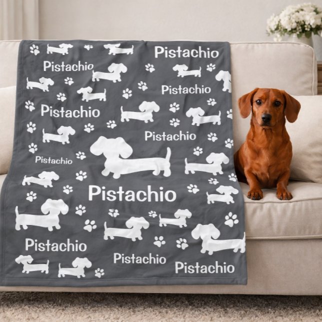 De Velo Cobertor Personalizado Cachorro Salsicha Dachshund (Dachshund Wiener Dog Personalized Blanket Gray)