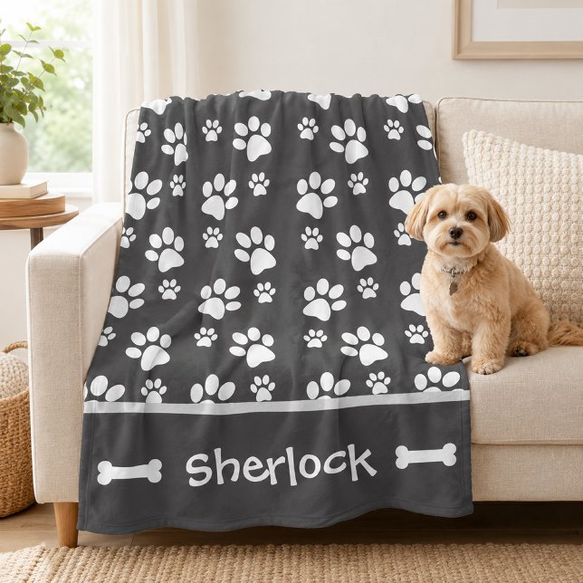 De Velo Cobertor Personalizado Cinza para Cachorro Present (Gray personalized dog blanket)