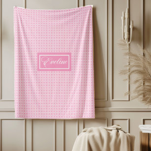 De Velo Cobertor Personalizado Clássico Rosa Xadrez Elegan