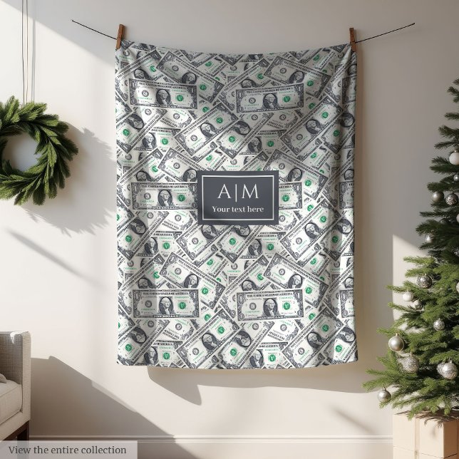 De Velo Cobertor Personalizado com Nome e Padrão Divertido (Funny One Dollar Pattern Custom Name Blanket)