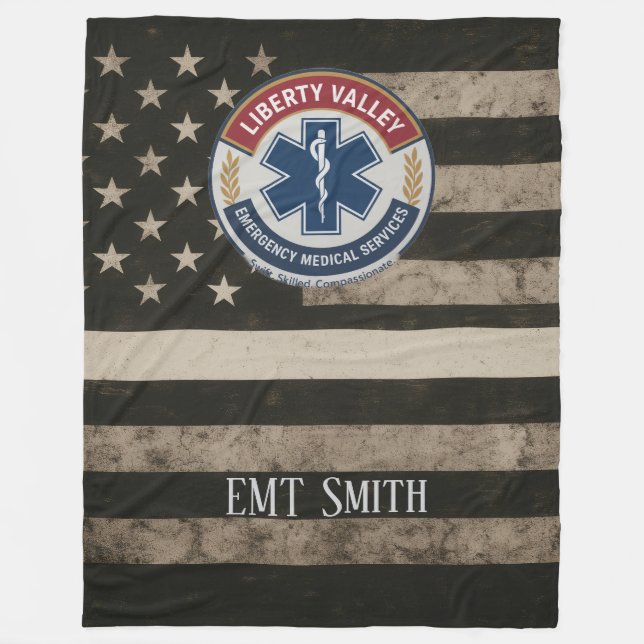 De Velo Cobertor Personalizado EMT Thin White Line Branco (Frente)
