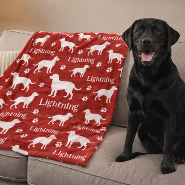 De Velo Cobertor Personalizado Labrador Retriever Preto (Lab retriever blanket - red)