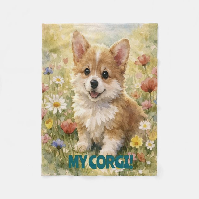 De Velo Cobertor Personalizado Pequeno Corgi (Frente)