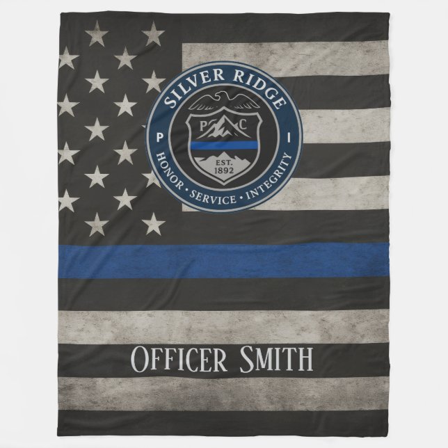 De Velo Cobertor Personalizado Polícia Thin Blue Line (Frente)