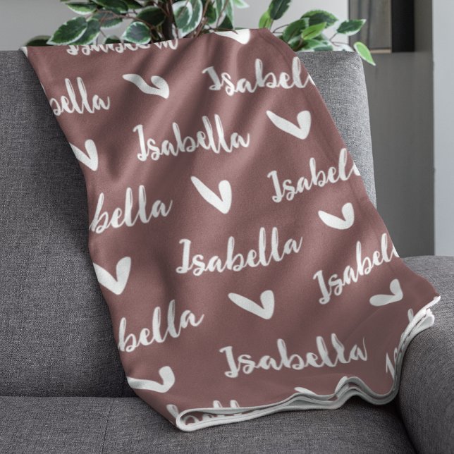 De Velo Cobertor Personalizado Rosa-Toupe com Corações (Criador carregado)