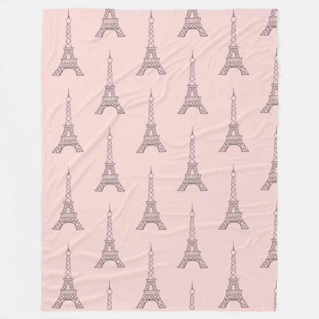 De Velo Cobertor Presente Torre Eiffel Rosa Suave (Frente)