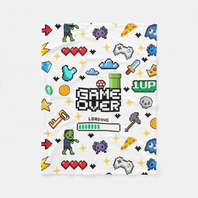 De Velo Cobertor Retrô Pixel para Gamer, Presente para Ama (Frente)