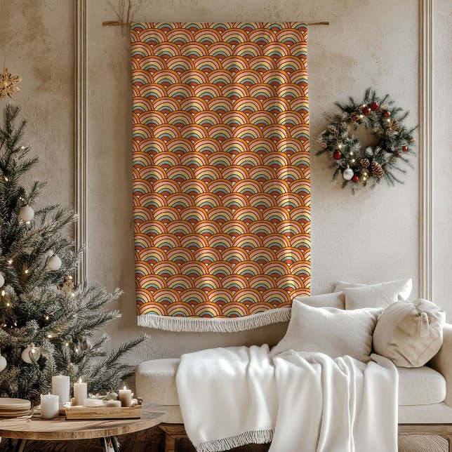 De Velo Cobertor Retro Terracota Pastel Meados do Século G (Mid-Century Throw Pastel Terracotta Groovy Retro Fleece Blanket)