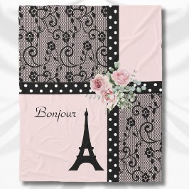De Velo Cobertor Rosa Chic Bolinhas Paris Bonjour