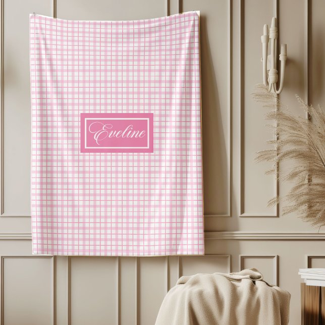 De Velo Cobertor Rosa Personalizado Moderno Clássico Lindo (Personalized Light Pink Blanket Modern Classic Look)