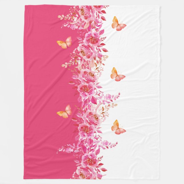De Velo Cobertor Sherpa Borboleta Rosa Suave Petal (Frente)