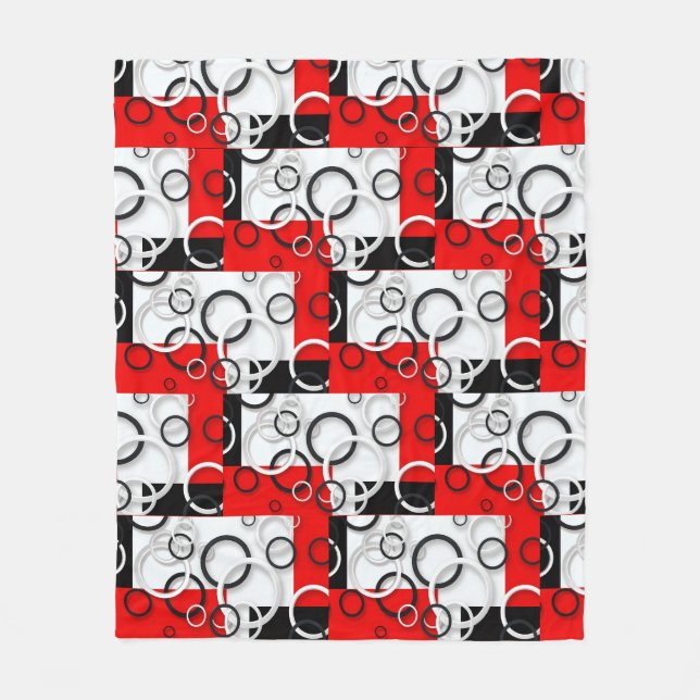 De Velo Cobertor Sherpa Círculos Preto Vermelho (Frente)