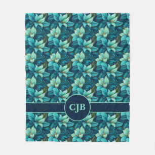 De Velo Cobertor Sherpa Floral Turquesa Azul Personalizado