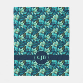 De Velo Cobertor Sherpa Floral Turquesa Azul Personalizado