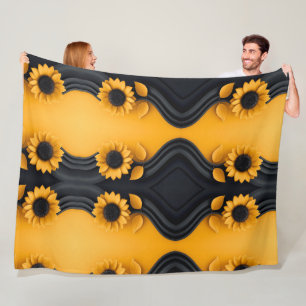 De Velo Cobertor Sunflower Black Wave Sherpa