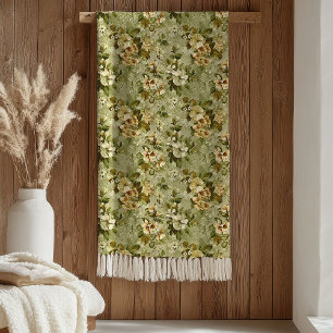 De Velo Cobertor Verde Salvia Luxo Design Botânico Dourado
