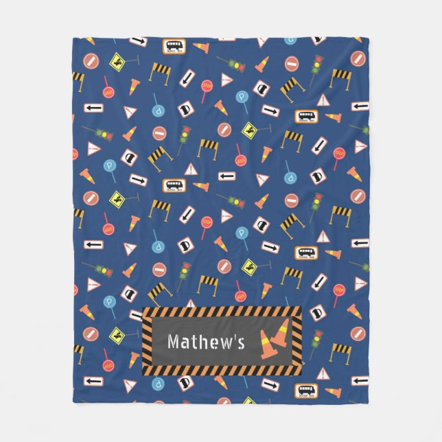 De Velo Construção e Sinalização Rodoviária Azul. Cobertor (Frente)