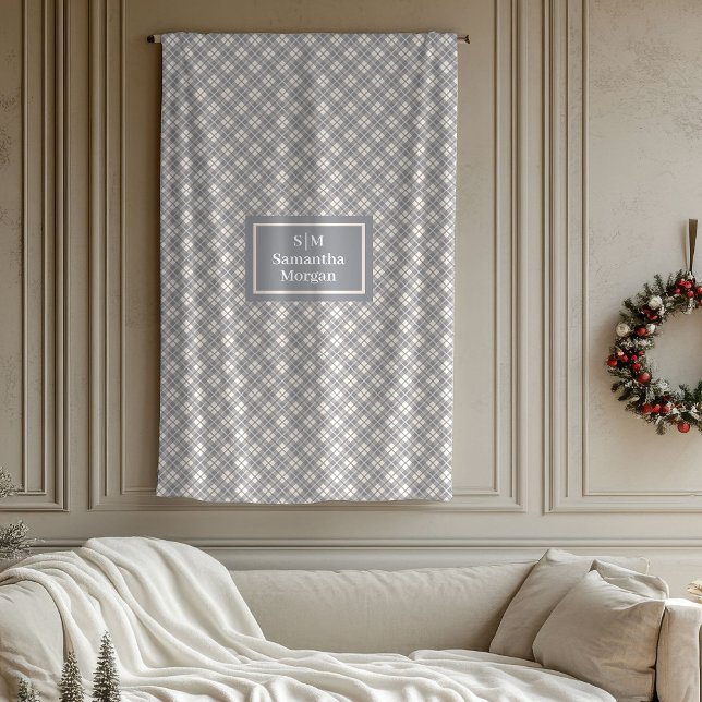 De Velo Elegante Cobertor Xadrez com Nome Personalizado Ac (Elegant Plaid Throw Custom Name Pastel Accent)