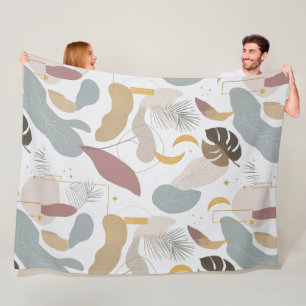 De Velo Elegante Sage & Blush Abstrato Botânico Cobertor B