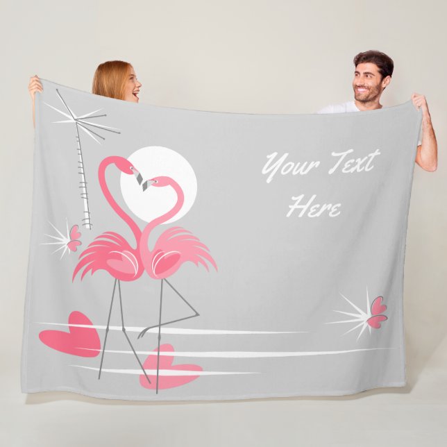 De Velo Flamingo Love Side Text fleece, cobertor horizonta (In Situ)