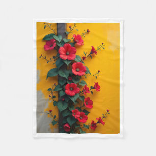 De Velo Flores Vermelhas em Cobertor Amarelo