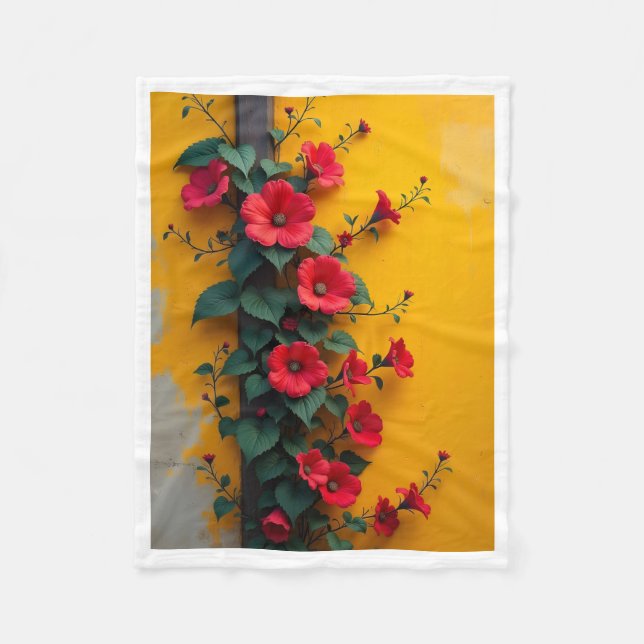 De Velo Flores Vermelhas em Cobertor Amarelo (Frente)
