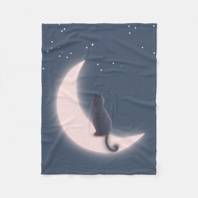 De Velo Gato Preto na Lua Crescente Cobertor Noturno Celes (Frente)