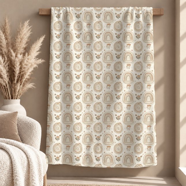 De Velo Lindo Cobertor Boho Arco-Íris Bege Marfim Decoraçã (Beautiful Ivory Beige Boho Rainbow Blanket Decor)