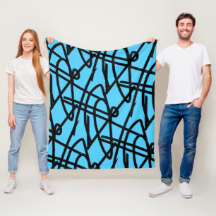 De Velo Minimalismo Abstrato Linhas Azul Preto Cobertor