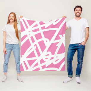 De Velo Minimalismo Abstrato Linhas Brancas Cobertor Rosa