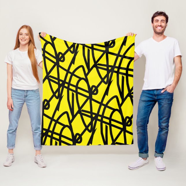 De Velo Minimalismo Abstrato Linhas Preto Amarelo Cobertor (In Situ)