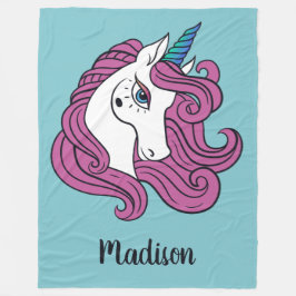 De Velo Nome personalizado do Unicorn em branco e cobertor